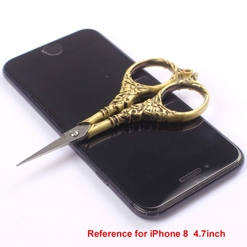 BIHRTC Vintage European Style Scissors Stainless Steel for Cross Stitch Cutting Embroidery Sewing Handcraft Craft Art Work DIY Tool(Bronze) - Image 5